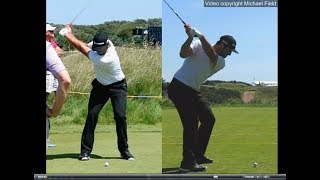 Jon Rahm golf swing  Long Iron faceon amp downtheline July 2017 [upl. by Norrag]