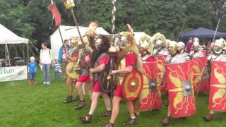 Roman Reenactment at the Amphitheatre in Caerleon Marching In [upl. by Enimaj]