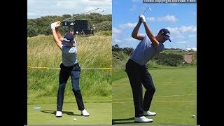 Justin Thomas golf swing  Long Iron faceon amp downtheline July 2017 [upl. by Onra]