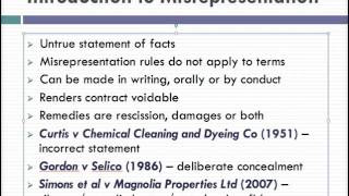 Misrepresentation Lecture 1 of 4 [upl. by Oigaib]